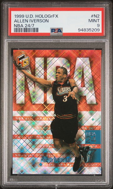 1999 UPPER DECK ALLEN IVERSON HOLOGRFX NBA 24/7 #N2 PSA 9 BK.C1.63