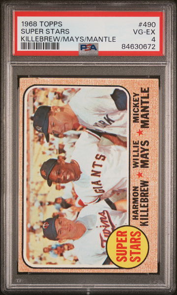 1968 Topps Harmon Killebrew Willie Mays Mickey Mantle #490 PSA 4