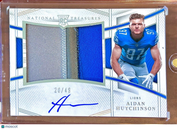 /49 RC Aidan Hutchinson 2022 National Treasures Rookie Patch Auto Horizontal RPA