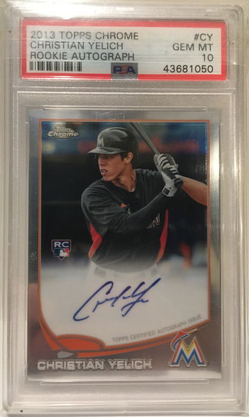 2013 Topps Chrome Christian Yelich #CY Rookie RC Autograph Auto PSA 10 Brewers