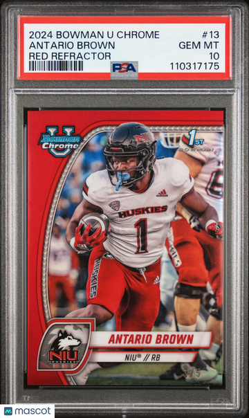 2024 Bowman University Chrome Antario Brown #13 Red Refractor PSA 10