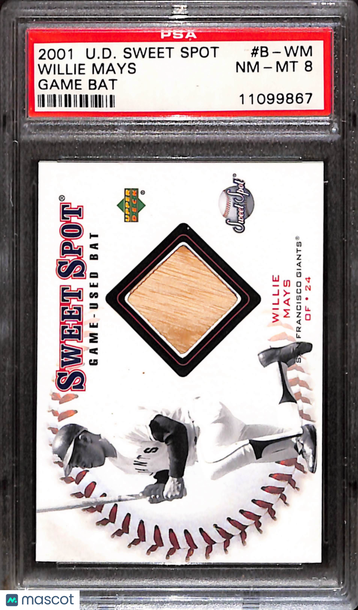 2001 Upper Deck Sweet Spot Game Bat Willie Mays #B-WM PSA 8