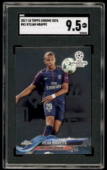 2017-18 Topps Chrome UEFA Champion's League Kylian Mbappe #41 SGC 9.5