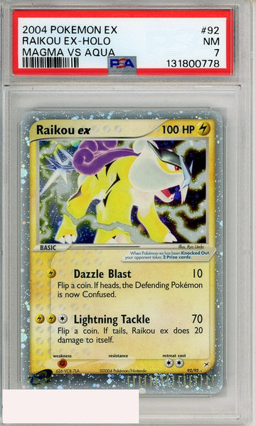 2004 POKEMON EX TEAM MAGMA VS TEAM AQUA RAIKOU EX-HOLO #92 PSA 7 NM