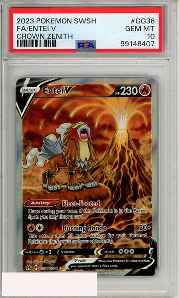 2023 POKEMON SWORD AND SHIELD CROWN ZENITH FA ENTEI V #GG36 PSA 10