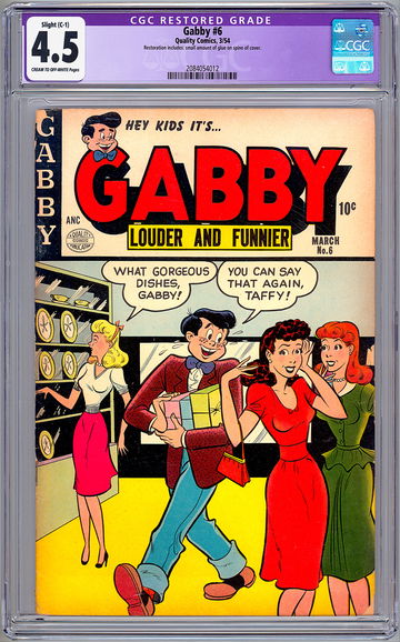 GABBY #6 CGC 4.5 GOLDEN AGE *ARCHIE-LIKE* SERIES RISQUE *HEADLIGHTS* COVER 1954