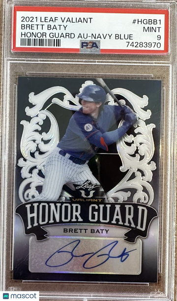 2021 Leaf Valiant Brett Baty Auto Honor Guard Navy Blue PSA 9