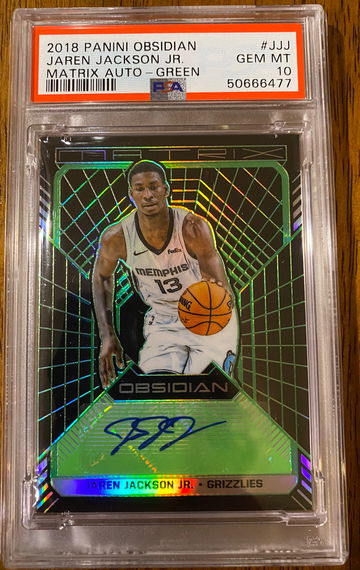 2018 Panini Obsidian Matrix Auto Green /15 Jaren Jackson Jr. PSA 10