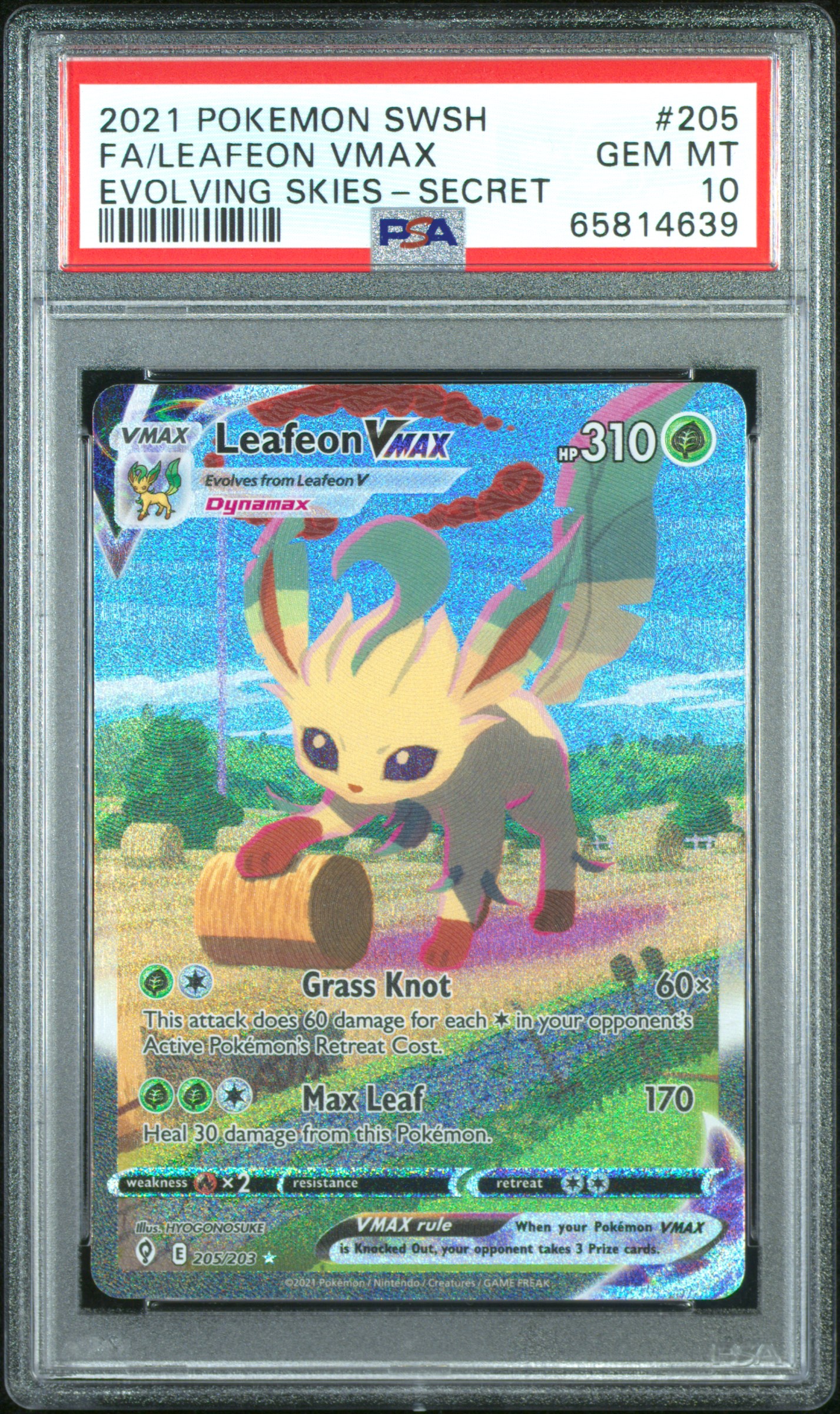 2021 Pokemon Sword & Shield Evolving Skies Fa/Leafeon Vmax Evolving Skies PSA 10