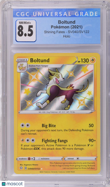2021 Pokémon Shining Fates Boltund Shiny Vault CGC 8.5 #SV040/SV122