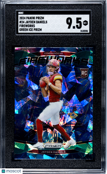 2024 Panini Prizm Jayden Daniels #24 Fireworks Green Ice SGC 9.5