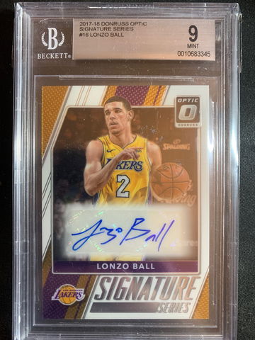 2017 Donruss Optic Signature Series Auto #16 RC Lonzo Ball BGS 9