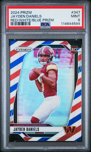 2024 Panini Prizm Red White and Blue Prizm Jayden Daniels #347 PSA 9