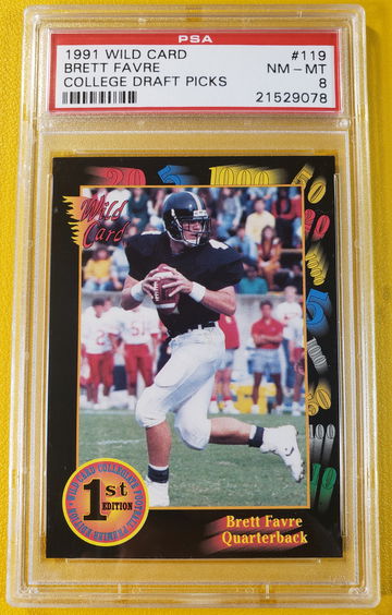 Brett Favre 1991 Wild Card RC Rookie Collegiate Draft Picks #119 PSA 8 NM-MT 