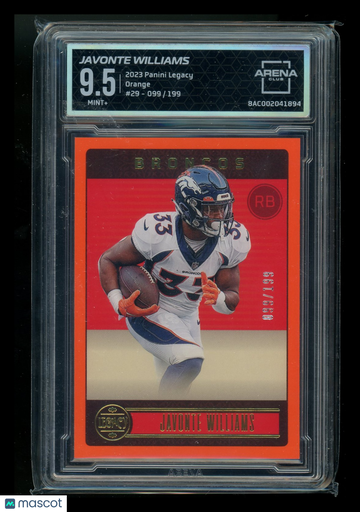 2023 Panini Legacy Orange Javonte Williams #29 /199 Arena Club 9.5