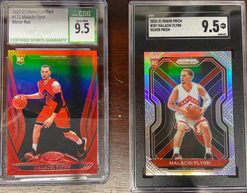 2020-21 Malachi Flynn Lot - Prizm Silver #287 / Certified Red Mirror #172 SGC / CSG 9.5