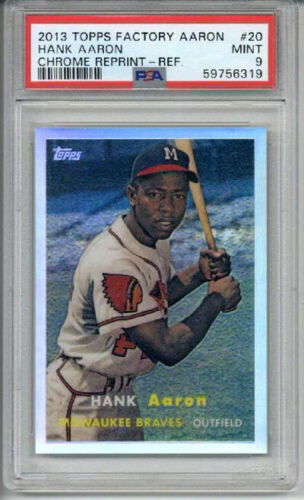 2013 TOPPS CHROME REPRINT REFRACTOR #20 HANK AARON CARD BRAVES PSA 9