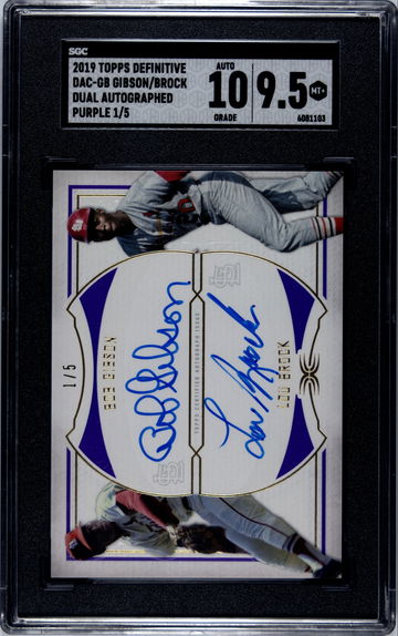 2019 Topps Definitive Purple Dual Auto Bob Gibson/Lou Brock