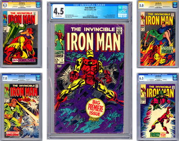 INVINCIBLE IRON MAN #12345 CGC 4.5-4.5-5.0-7.0-6.5 ISSUES #2-3 SIG STAN LEE 1968
