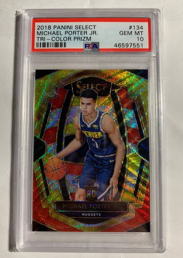 2018 select Michael Porter Jr Tri-Color Prizm PSA 10 PoP. 28