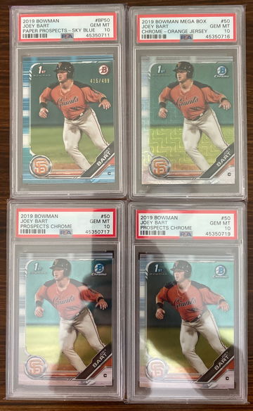 Joey Bart (x1 Sky Blue PSA 10 & x1 Chrome Mega Box PSA 10 & x2 Chrome PSA 10)