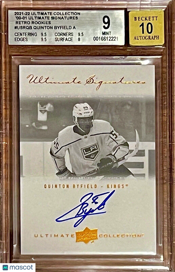 POP 1 BGS 9 10 RC Quinton Byfield 2021-22 Ultimate Collection Retro Rookie Auto