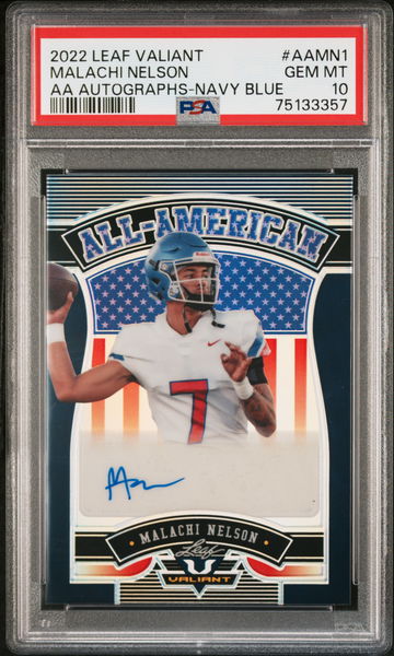 2022 Leaf Valiant All-American Navy Blue Malachi Nelson #AA-MN1 Auto /20 PSA 10