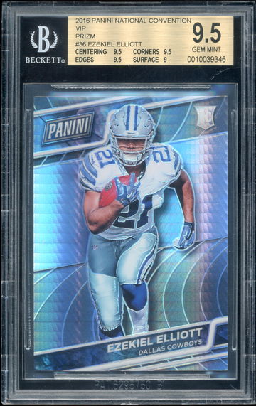 2016 Panini National VIP Prizm EZEKIEL ELLIOTT Prizm Rookie RC BGS 9.5 POP 2!