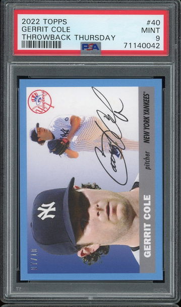 Rare PSA 9 2022 Topps Throwback Thursday 40 Gerrit Cole Blue /10
