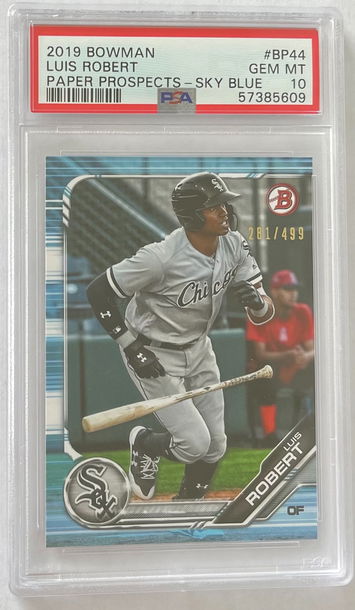 2019 Bowman Luis Robert Paper Prospects Sky Blue /499 PSA 10 POP 4