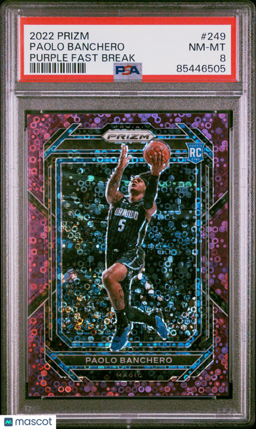 Paolo Banchero 2022-23 Panini Prizm #249 Purple Fast Break /75 RC PSA8 NM-MT