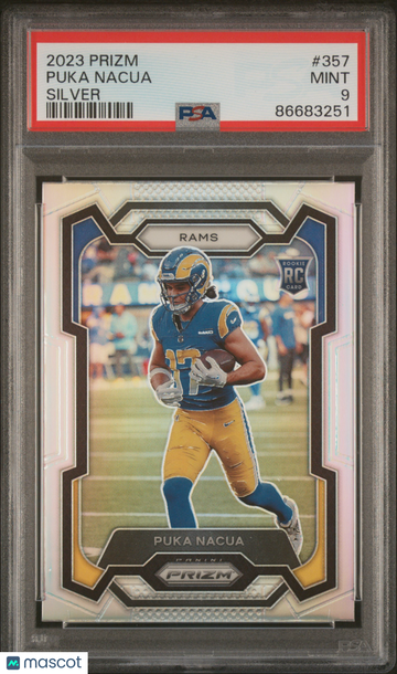 PSA 9 2023 Panini Prizm Puka Nacua Silver Rookie #357