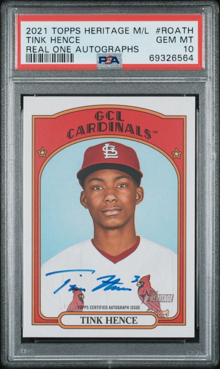Tink Hence - 2021 Topps Heritage Minor League - Real One Autograpghs ROATH - PSA 10