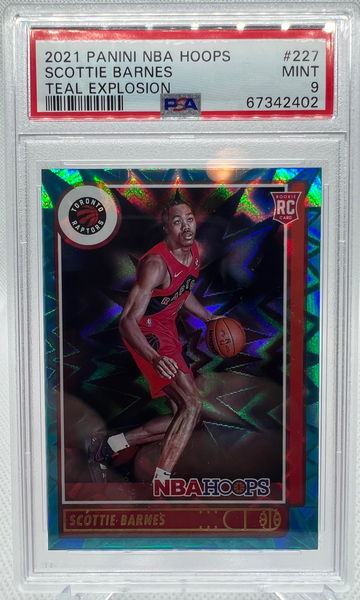2021 Panini NBA Hoops Scottie Barnes Teal Explosion RC PSA 9