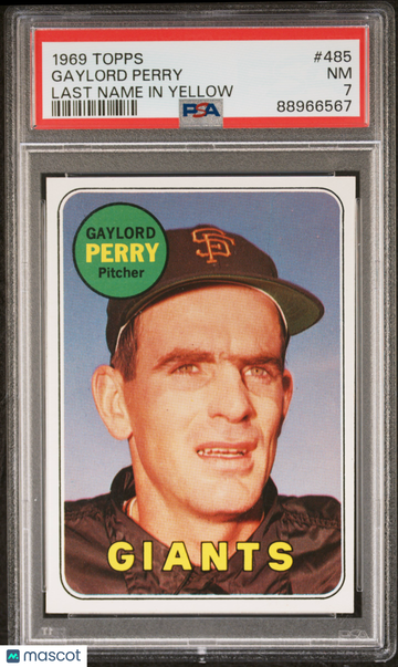 1969 Topps Gaylord Perry #485 Last Name In Yellow PSA 7