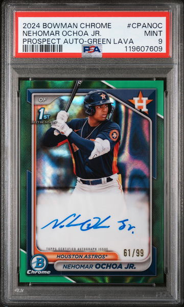 2024 Bowman Chrome Green Lava Refractor Nehomar Ochoa Jr #CPA-NOC Auto /99 PSA 9