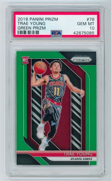 2018 Panini Prizm Trae Young RC Rookie Green Prizm #78 PSA 10