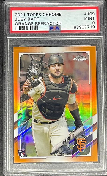 2021 Topps Chrome Joey Bart Orange Refractor PSA9