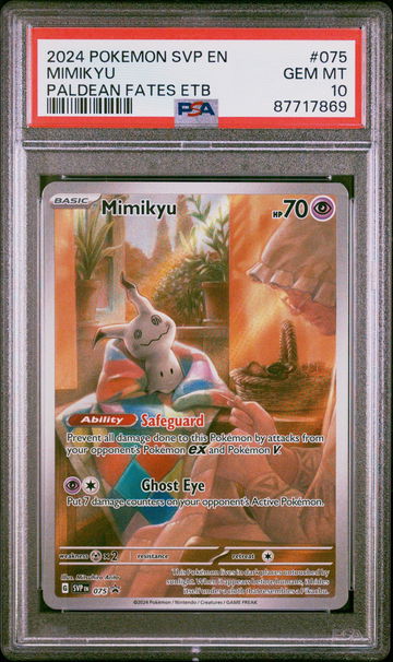 2024 Pokemon Scarlet and Violet Black Star Promo Paldean Fates Elite Trainer Box Mimikyu #75 PSA 10