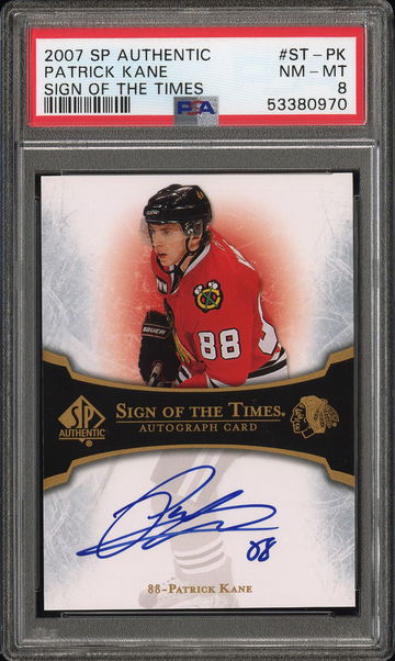 2007 SP Authentic Patrick Kane Sign of the Times PSA 8