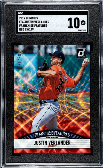 2019 Panini Donruss Franchise Features Red Justin Verlander #FF6 /149 SGC 10