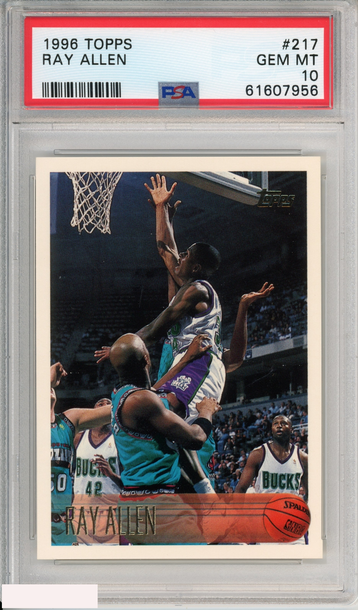 1996 TOPPS RAY ALLEN #217 ROOKIE MILWAUKEE BUCKS HOF RC PSA 10 GEM MT