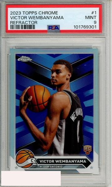 2023 TOPPS CHROME VICTOR WEMBANYAMA #1 REFRACTOR PSA 9 MINT RC