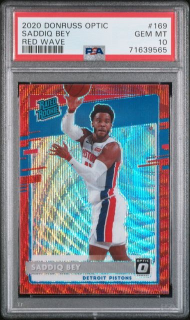 2020 PANINI DONRUSS OPTIC SADDIQ BEY RED WAVE ROOKIE RC CARD #169 PSA 10 GEM MINT