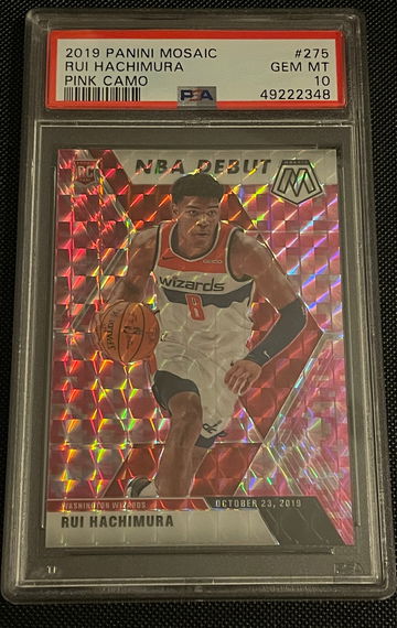 Rui Hachimura 2019 Mosaic Debut Pink Camo PSA 10