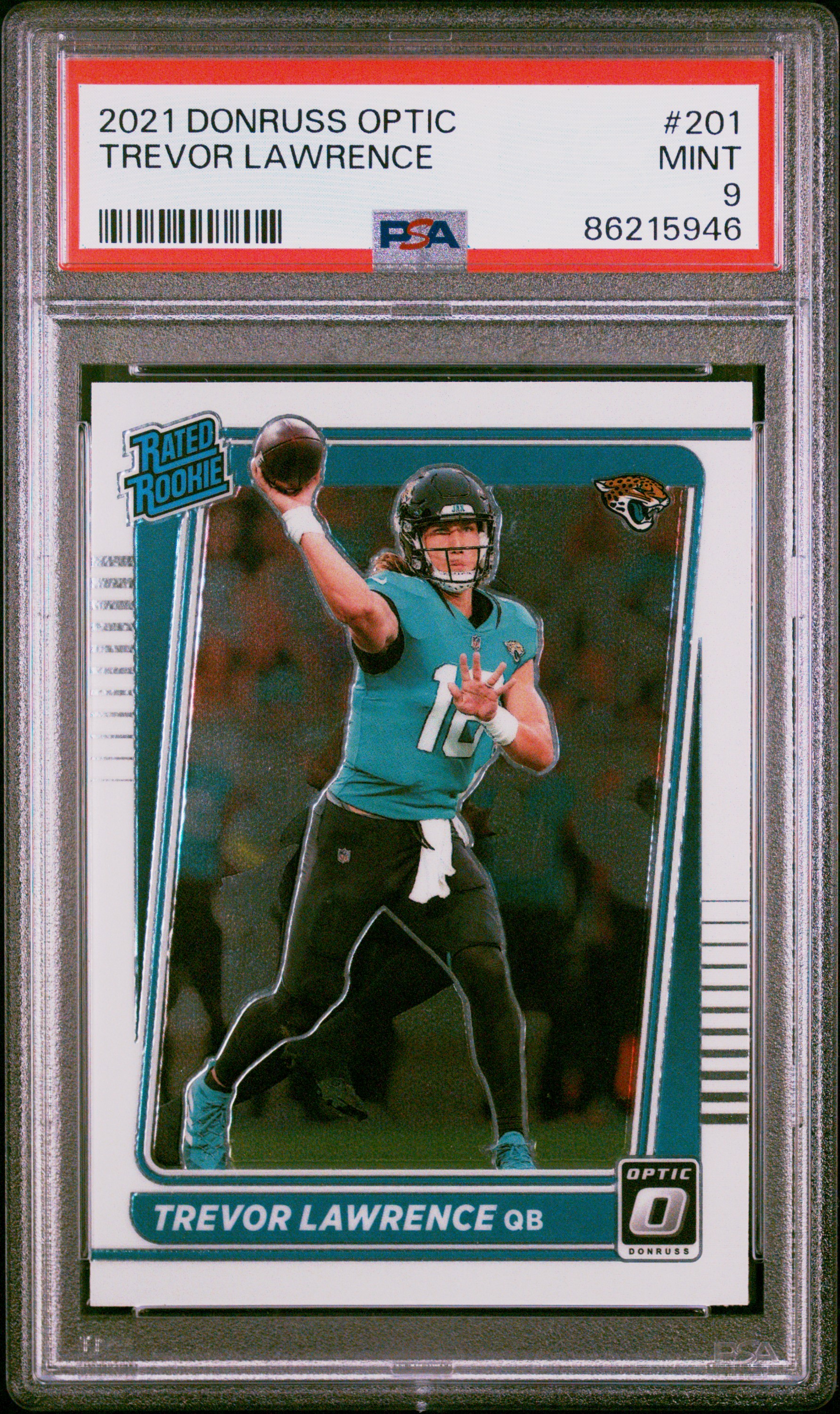 Trevor Lawrence 2021 Panini Donruss Optic #201 Rated Rookie RC PSA9 MINT Jaguars