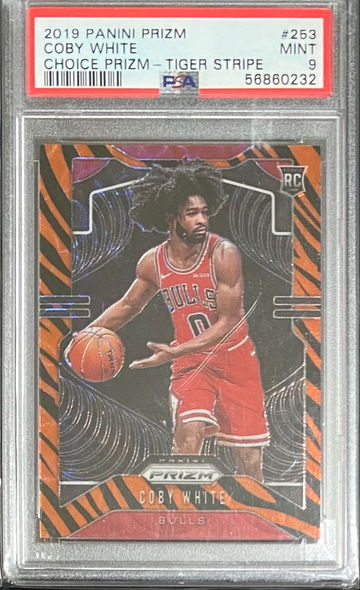 2019 Coby White Prizm Tiger Stripe Rookie PSA 9