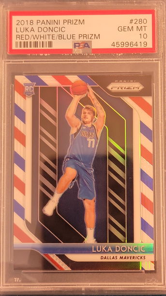 2018 Panini Prizm Red/White/Blue Luka Doncic  Psa 10