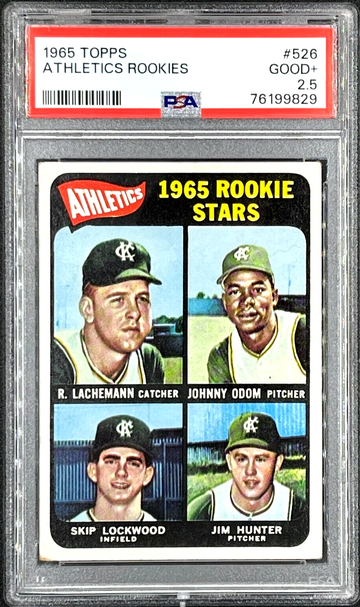 1965 Topps baseball Jim Catfish Hunter rookie card # 526 PSA 2.5
