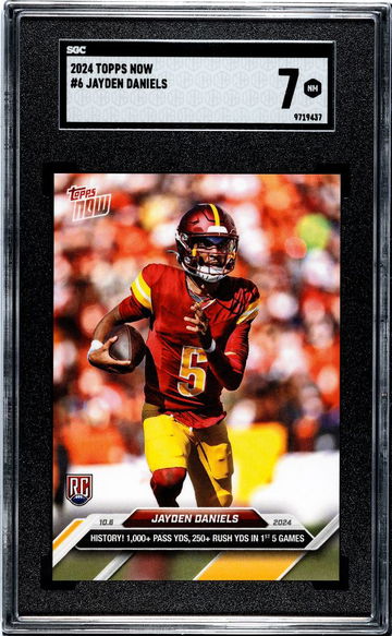 2024 TOPPS JAYDEN DANIELS NOW #6 Rookie RC limited /11995 SGC 7